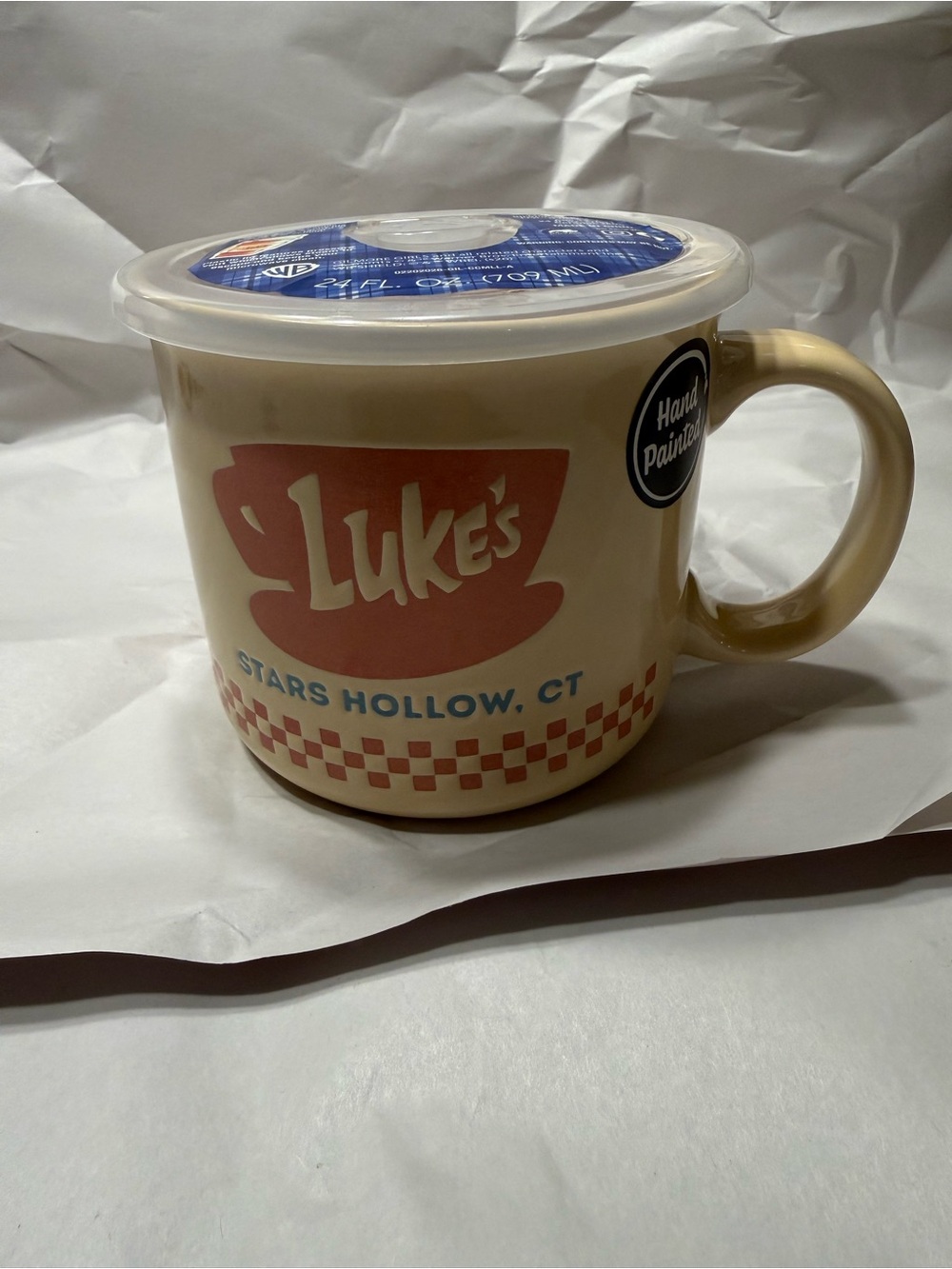 Stars Hollow Ceramic Mug - Cream with Red Logo